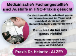 Medizinische/r Fachangestellte/r (MFA) und Aushilfe in HNO-Praxis gesucht