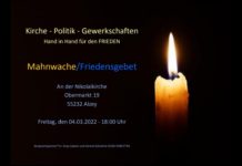 Mahnwache mit Friedensgebet in Alzey