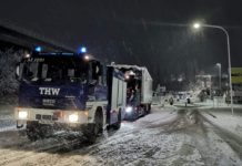 Schneebedingte Verkehrsbehinderungen verlangten THW Einsatz