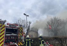 Dachstuhlbrand des Bahnhofs in Eppelsheim