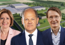 Eintrag ins Goldene Buch der Stadt Alzey für Bundeskanzler Scholz und Bundesgesundheitsminister Lauterbach nach Spatenstich