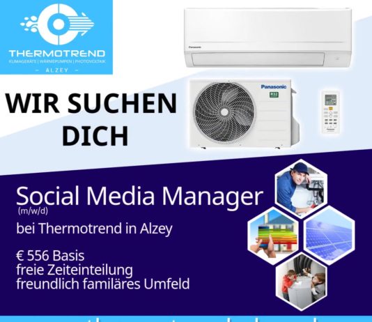 Social Media Manager (m/w/d) auf 556 € Basis bei Thermotrend Alzey gesucht