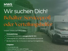MWS Umwelttechnik sucht Mitarbeiter für Behälterservice und/oder Verteilungshelfer