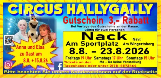 Manege frei in Nack: Circus Hallygally gastiert am Sportplatz